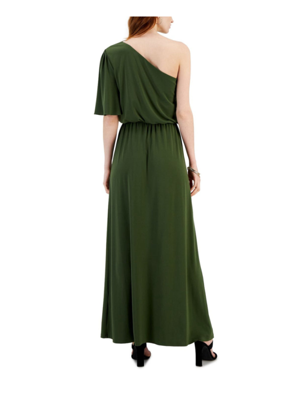 INC International Concepts Medium Dark Green One-Shoulder Maxi Dress NWT