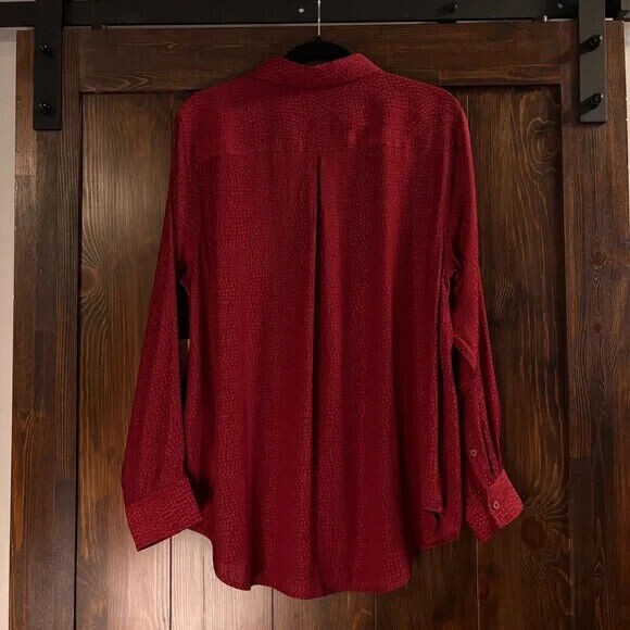 On 34th Plus Size Bright Rhubarb Polka-Dot Satin Jacquard Shirt NWT