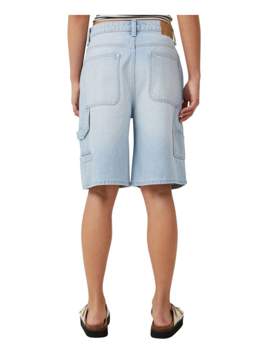 Cotton On Size 10 Light Wash Super Baggy Carpenter Denim Bermuda Shorts NWT