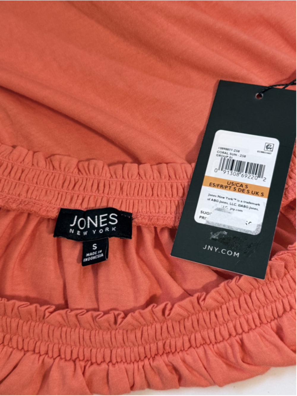 Jones New York Women's Small Sherbet Orange Eyelet Short Sleeve Top NWT