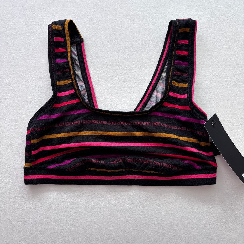 DKNY Women's Size Small Black Multicolor Striped Modal Bralette NWT