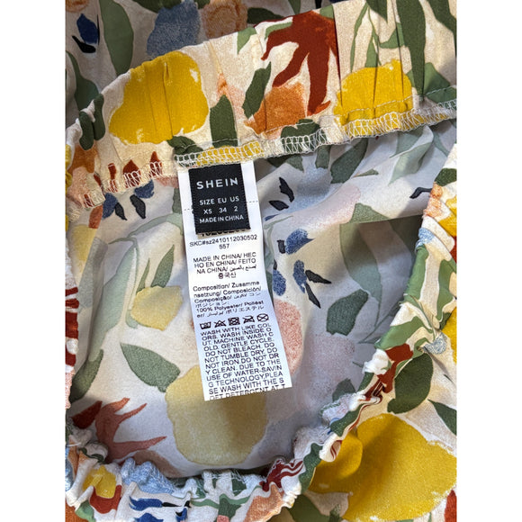 SHEIN Floral Tiered Maxi Skirt Multicolor Print NWT Size XS