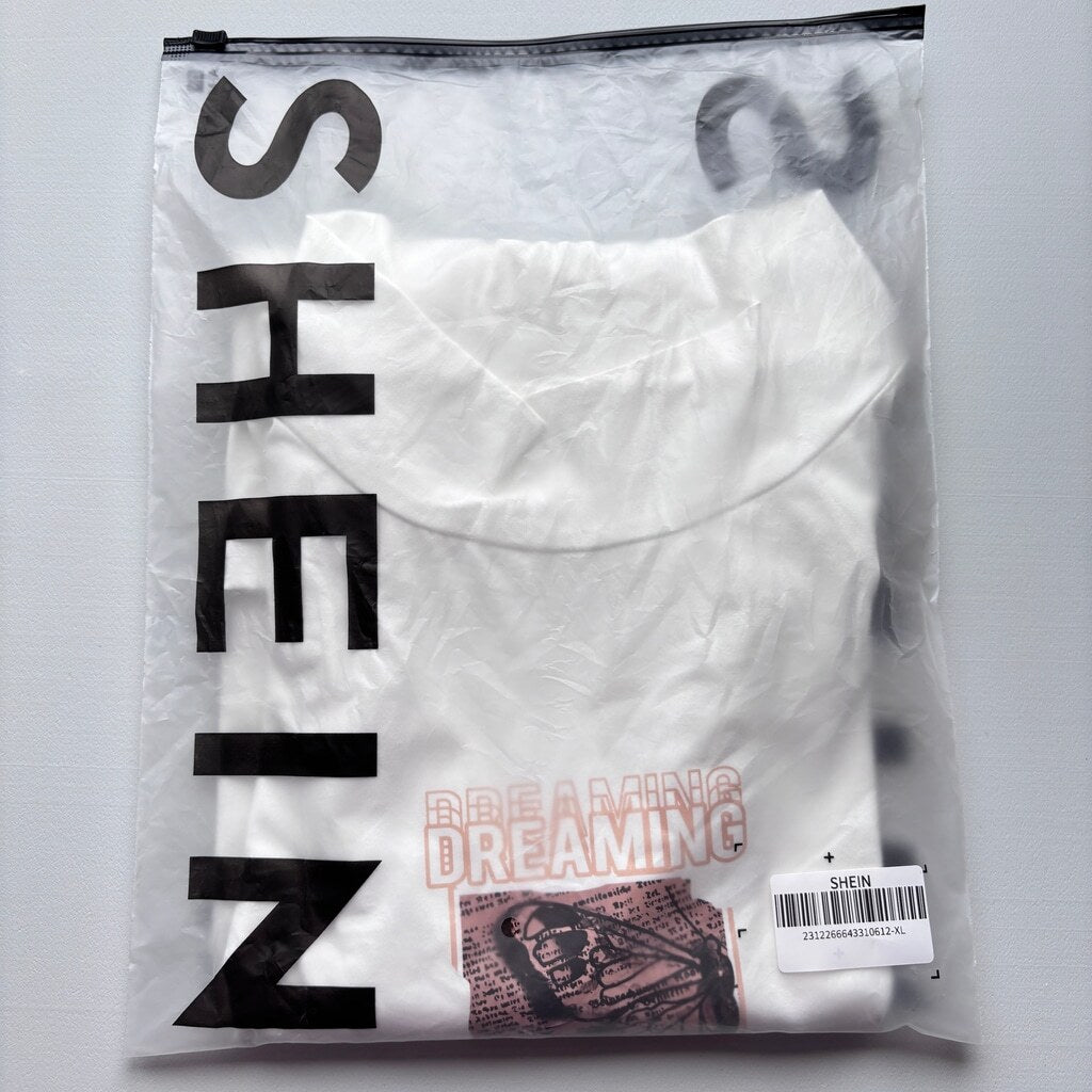 SHEIN Women's XL White Sleeveless Mock Neck Butterfly Graphic Casual Fit Top NIB