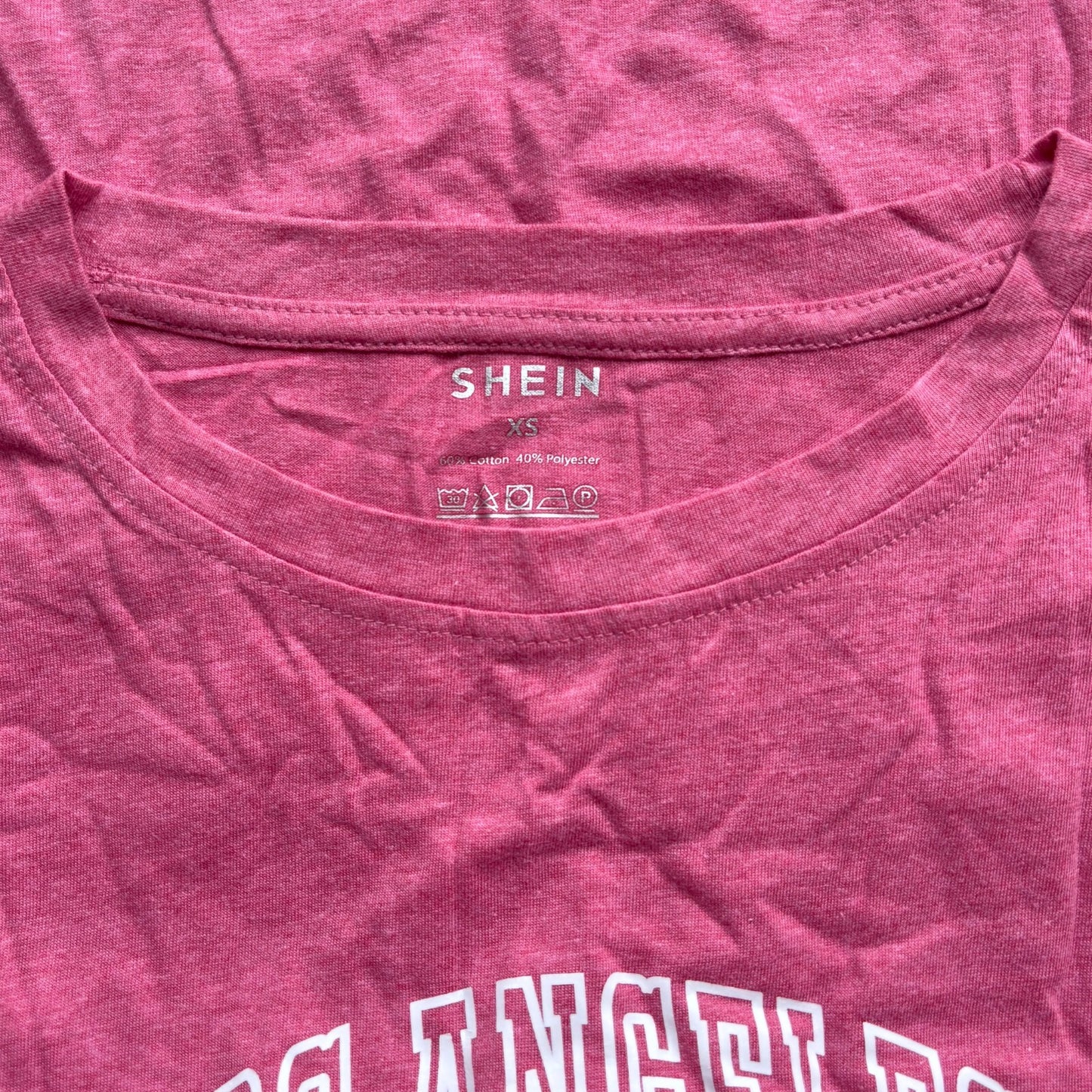 SHEIN Women's Los Angeles California Pink Graphic Oversized T-Shirt Top NIB