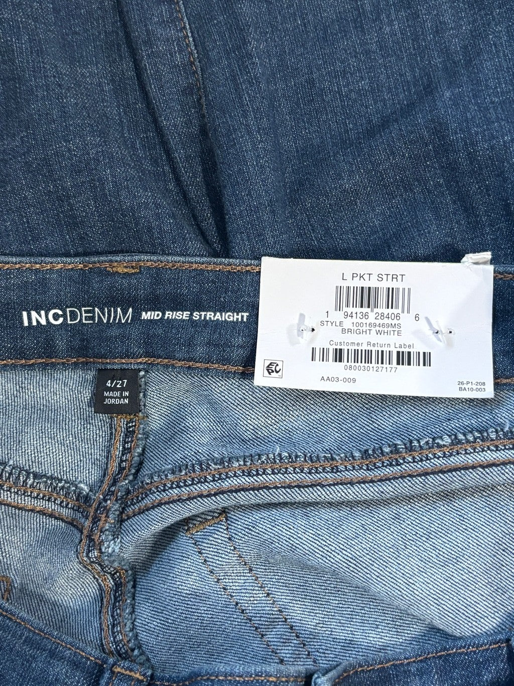 INC International Concepts Size 4 Mid Rise Straight Jeans, Cuffed NWT