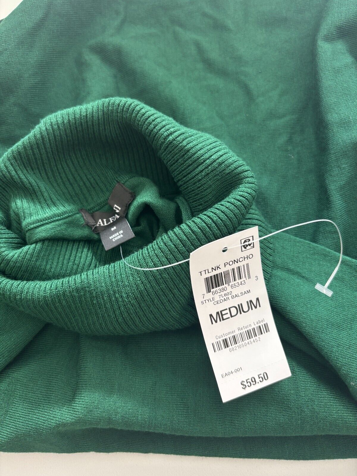 Alfani Women's Forest Green Turtleneck Poncho Sweater NWT