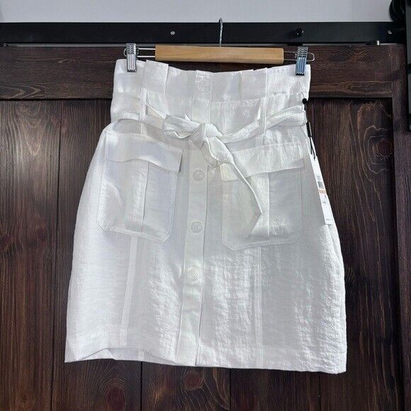 CALVIN KLEIN White Cargo Belted Pencil Skirt Size 2 NWT
