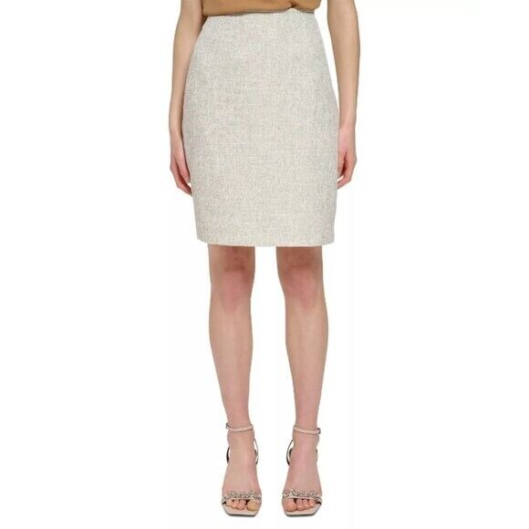 CALVIN KLEIN Women's 14 Biscotti Knee-Length Textured Pencil Skirt NWT