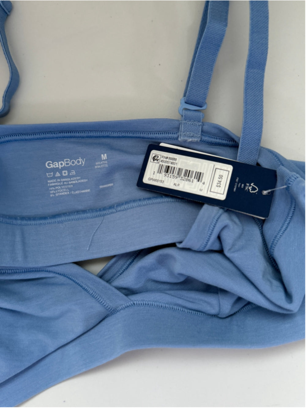 GAP GapBody Women's Size Medium Blue Breathe Full Coverage Bralette NWT