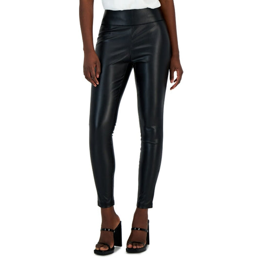 INC International Concepts Women's Size 10 Deep Black Faux-Leather Leggings NWT