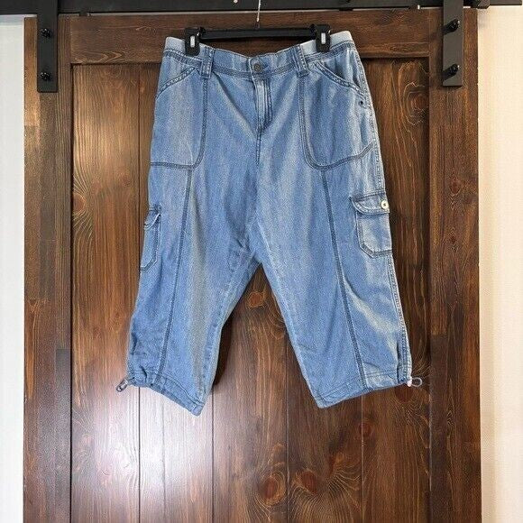 Style & Co. Petite Denim Bungee Hem Capri Pants NWT