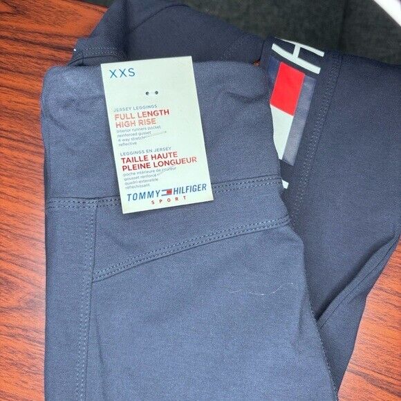TOMMY HILFIGER SPORT Women's Navy High Rise Logo Leggings NWT