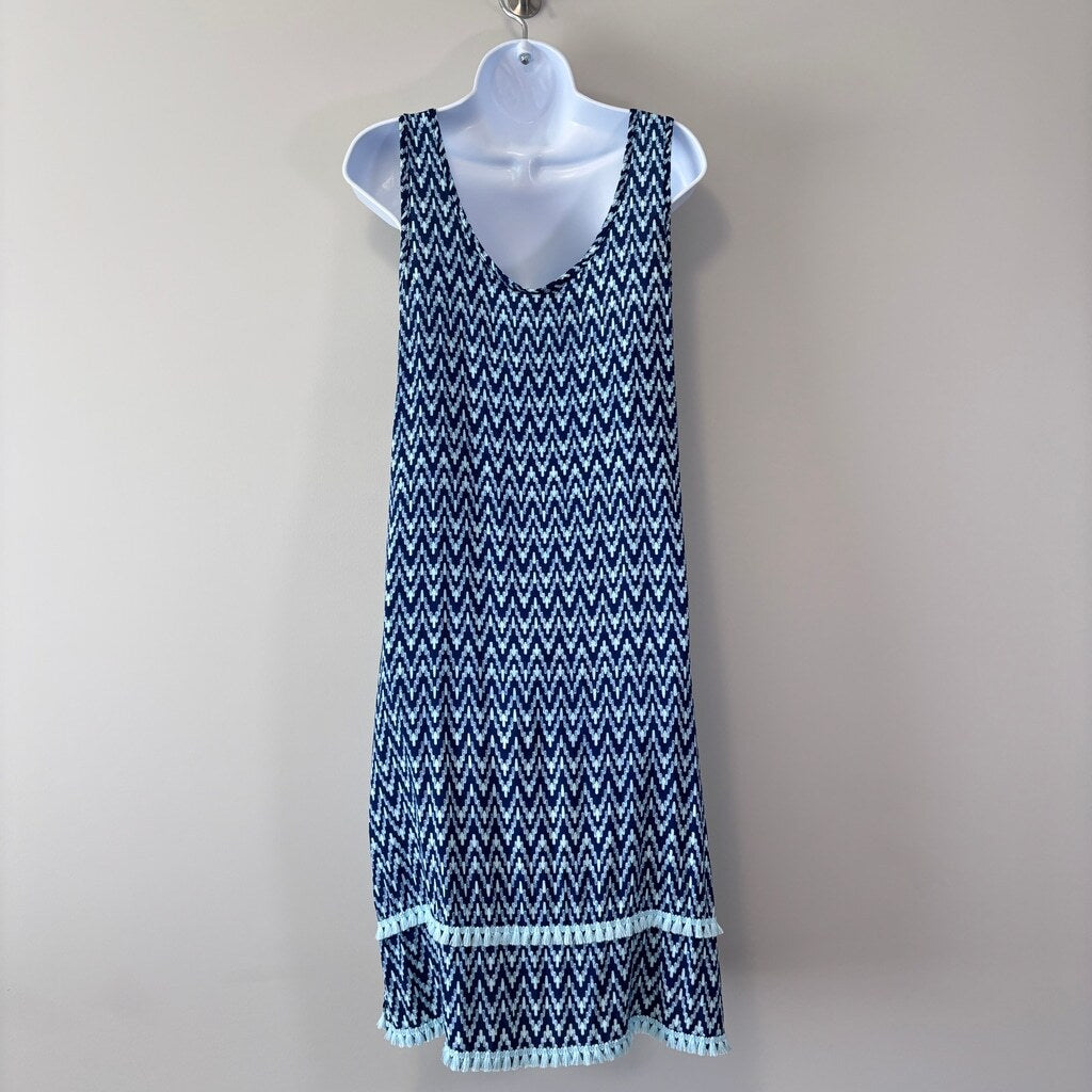 Roudelain Women's Dark Blue Printed Tassel-Trim Tank Nightgown NWT