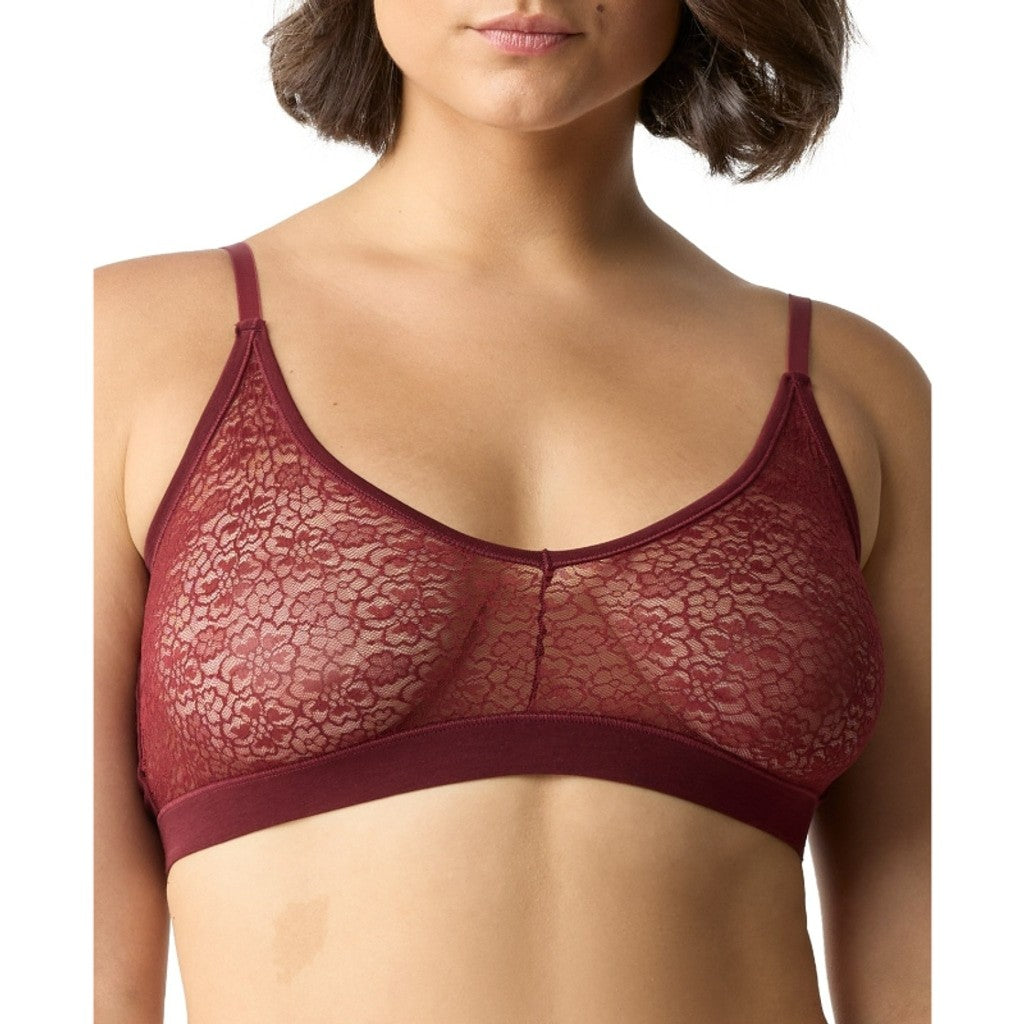 Gap Size Large Reversible Solid & Lace Bralette in Burgundy Red NWT