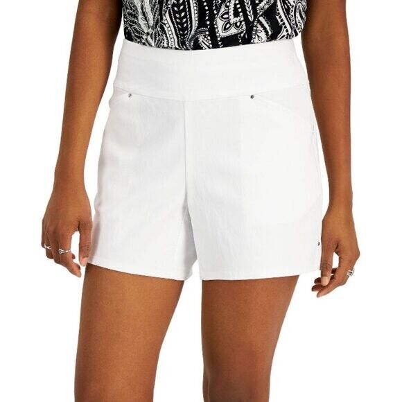 I.N.C. International Concepts Women's Curvy White Mid Rise Pull-On Shorts NWT