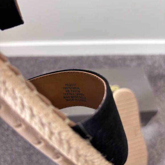 Style & Co Women's 6 Black & Tan Ankle-Strap Espadrille Flat Sandals NIB