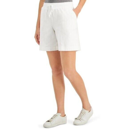 Karen Scott Pull-On Stretchy Elastic Waist Knit Casual White Shorts NWT