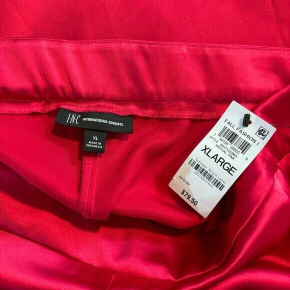 I.N.C. INTERNATIONAL CONCEPTS Hot Pink Satin High Rise Dress Pants NWT