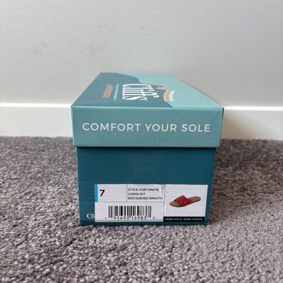 Cliffs by White Mountain Women's 7 Red and Tan Suede Slide Sandal NWT