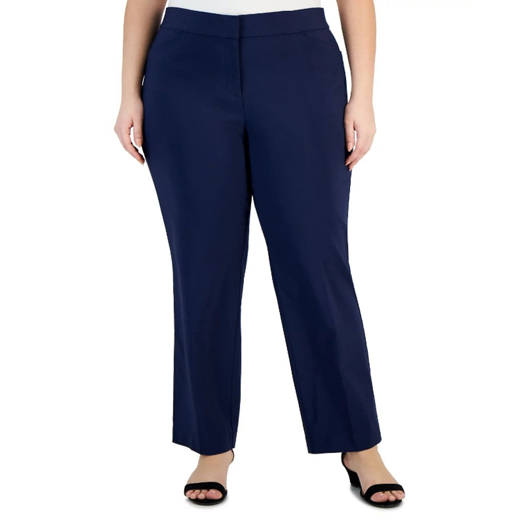 JM Collection Plus Size 18WP Curvy Fit Straight Leg Navy Blue Dress Pants NWT