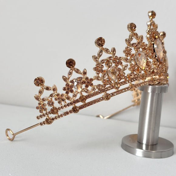 Gold Teardrop Tiara / Crown Crystal Rhinestone Bridal Hair Accessories NWT