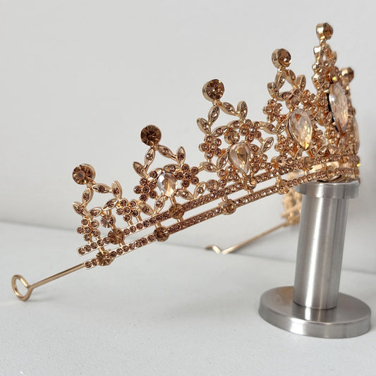 Gold Teardrop Tiara / Crown Crystal Rhinestone Bridal Hair Accessories NWT