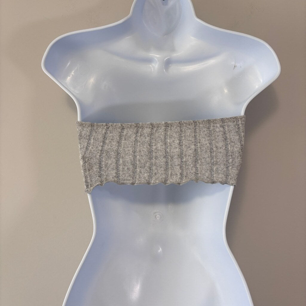 SHEIN Women's Size XXS Petite Gray Rib-Knit Pointed Hem Tube Top NIB