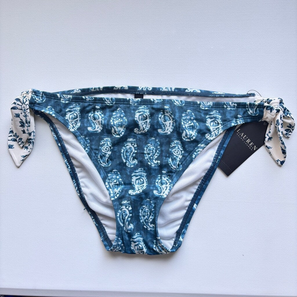 Ralph Lauren Women's Size 4 Blue Side-Tie Hipster Bikini Bottoms NWT
