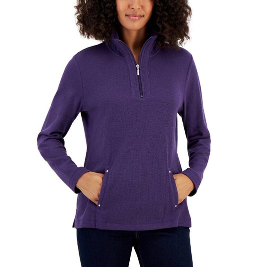 Karen Scott Women's Extra Large Purple Half-Zip Pull-Over Sweater NWT