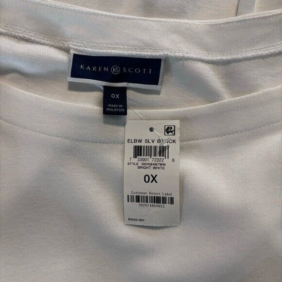 Karen Scott Plus Size 0X Cotton Elbow-Sleeve Top NWT