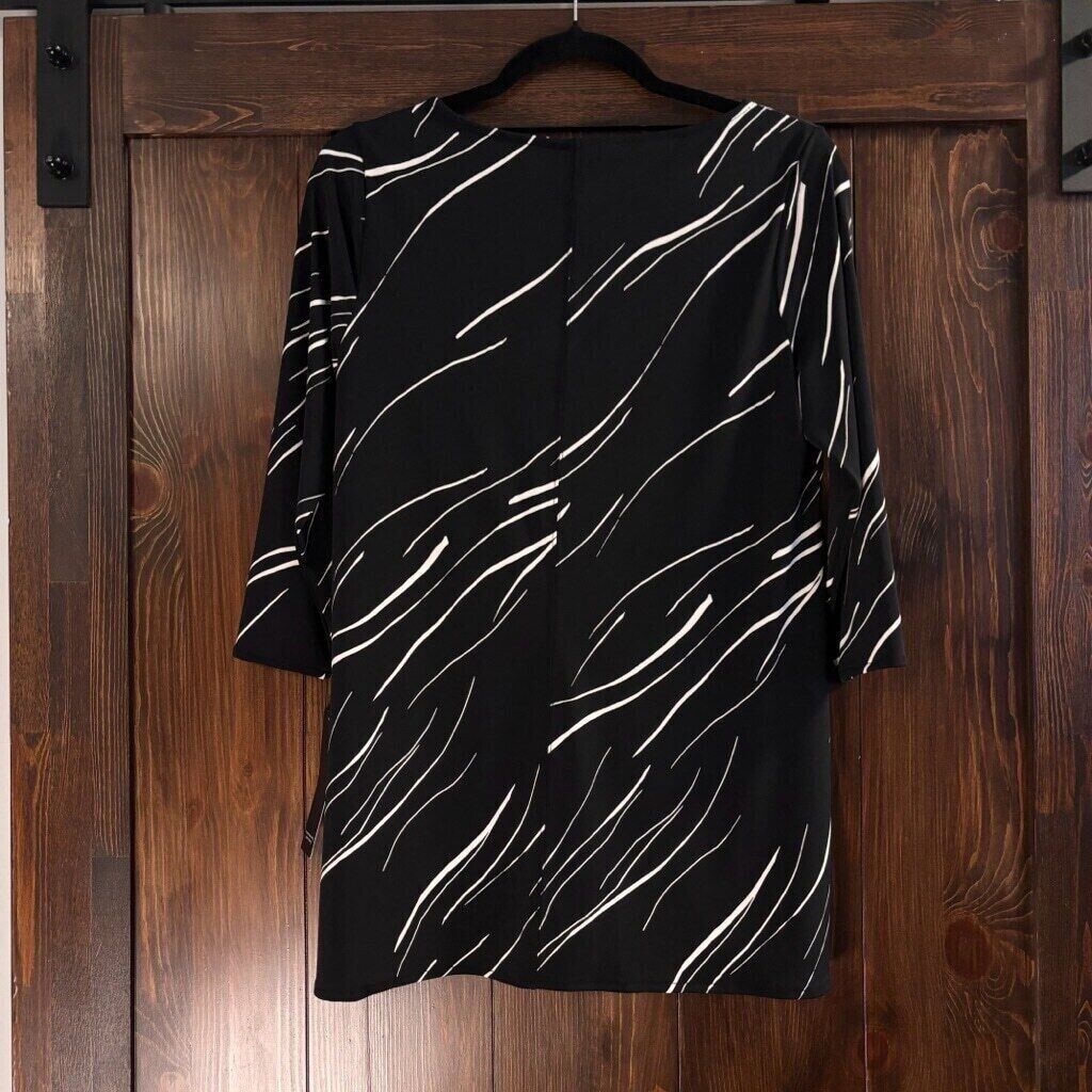 Alfani Black and White Printed Boat-Neck Tunic Top NWT