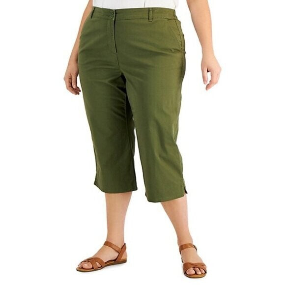 Karen Scott Women's Olive Green Comfort Waist Capri Pants NWT