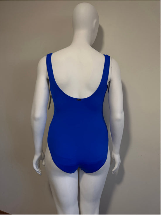 Ralph Lauren Women's 16W Plus Size Blue Ruched One-Piece Swimsuit NWT