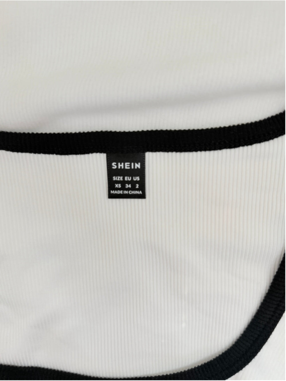 SHEIN Women's Extra Small Soft Ribbed Square Neck Contrast Trim Top NWT
