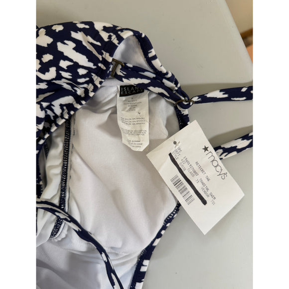 Island Escape Women's Blue & White Printed Tiered Tankini Top NWT