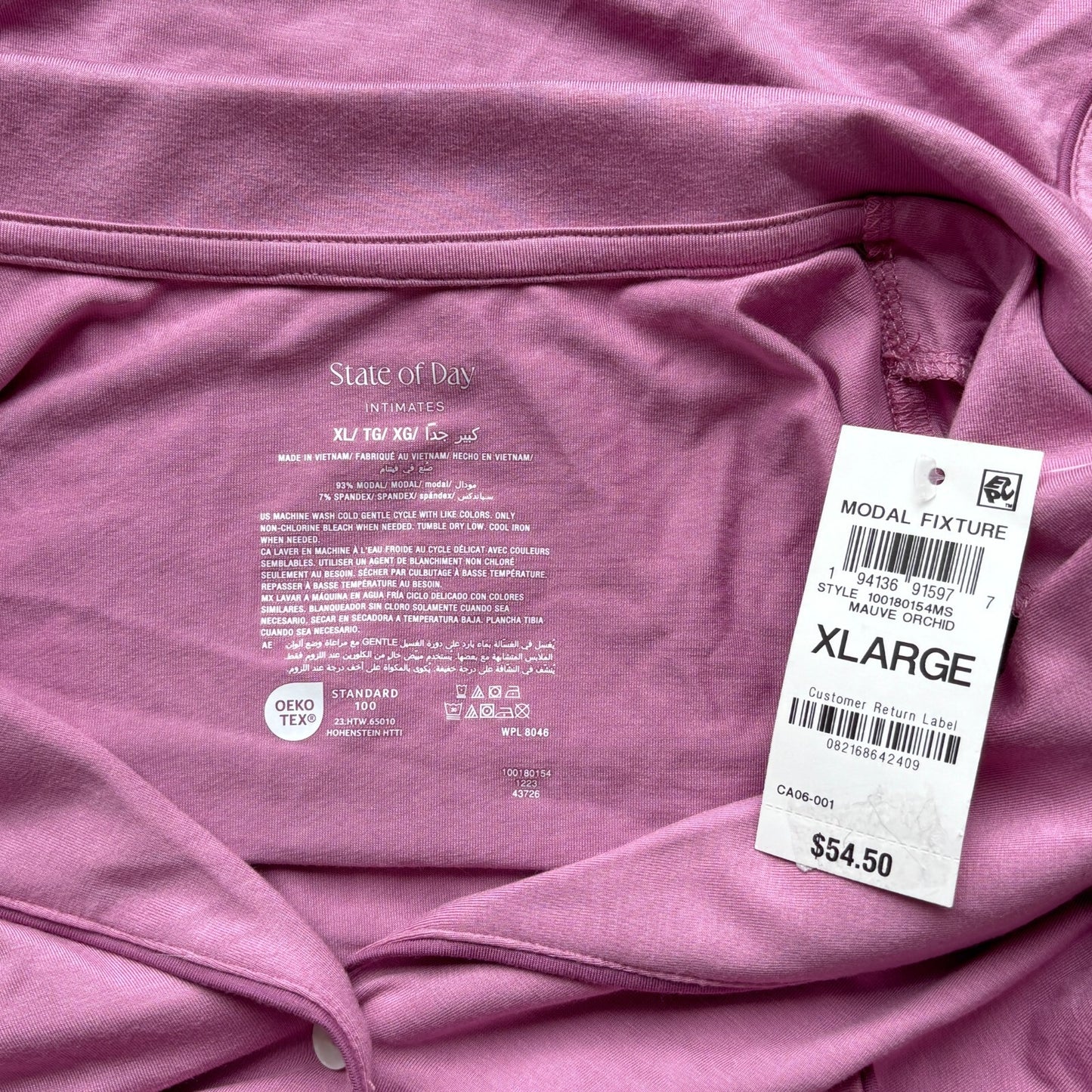 State of Day Women's Purple Button-Down Super Soft Long-Sleeved Sleepshirt NWT