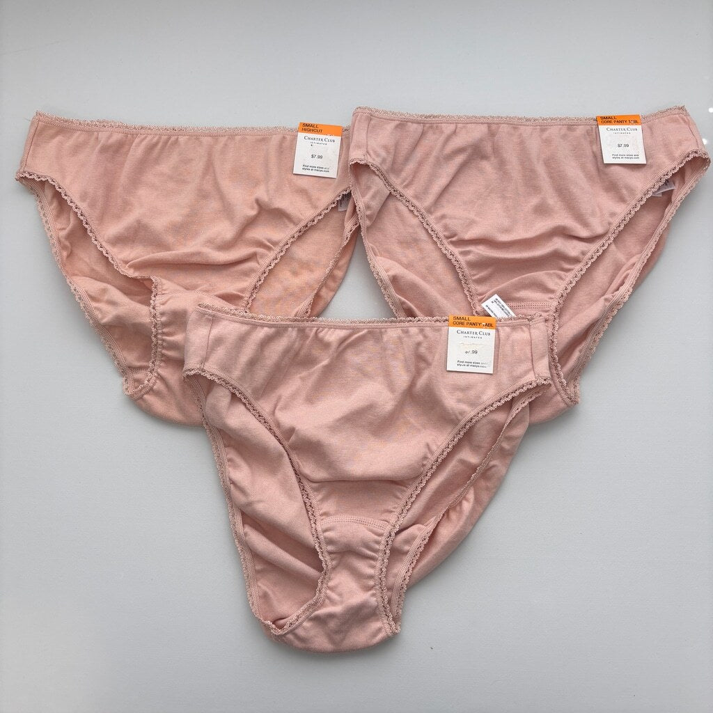 Charter Club Women's Size S 100% Pink Cotton 3 Pack of Brief Underwear NWT L7