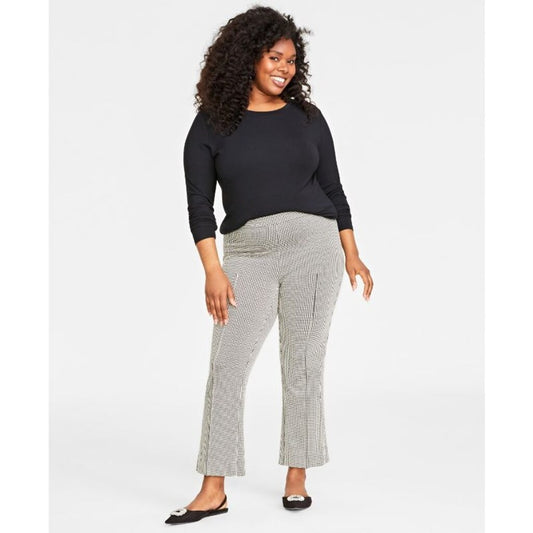 On 34TH Women's Plus Size 3X White & Black Ponte Kick-Flare Ankle Pants NWT