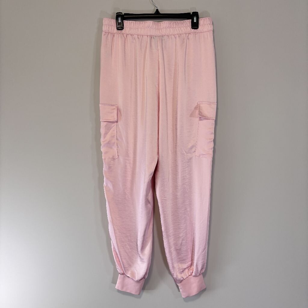 INC International Concepts Size Large Light Pink Satin Jogger Pants NWT
