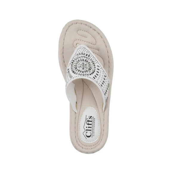 Cliffs by White Mountain Cienna Women's 9.5W White Comfort Beaded Sandals NIB