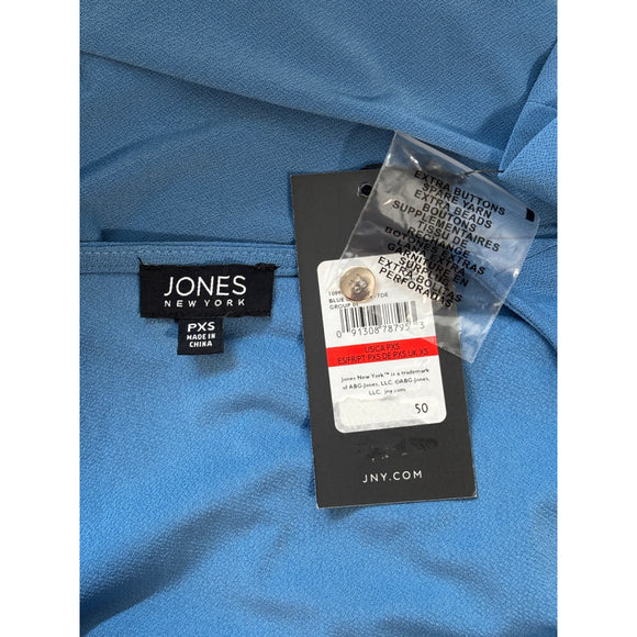 Jones New York Women's Petite Light Blue D-Ring 3/4-Sleeve Top NWT