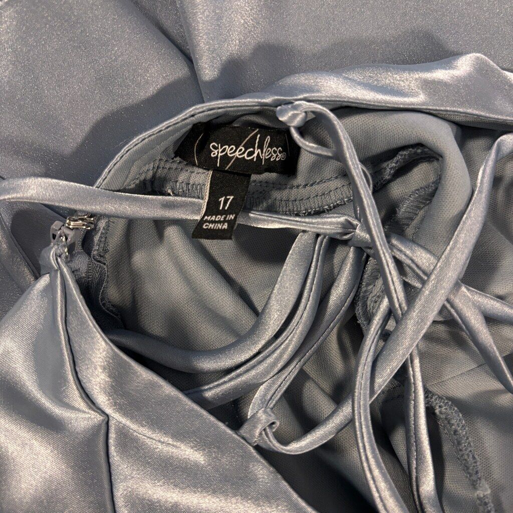 Speechless Juniors' Size 17 Baby Blue Strappy-Back Satin Prom / Party Dress NWOT