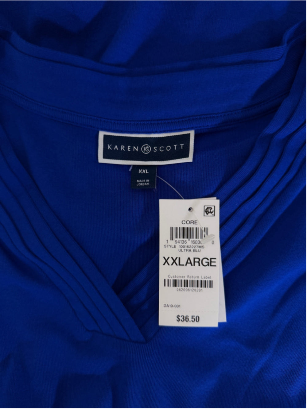 Karen Scott Women's XXL 100% Cotton Cobalt Blue Tunic Top NWT
