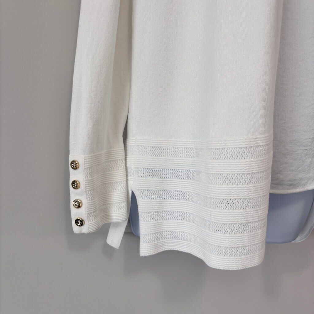 Charter Club Women's Medium Petite Cloud White Ribbed Open-Front Cardigan NWT