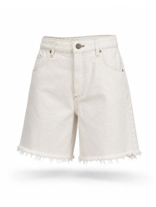 Cotton On Women's Size 8 Vintage White Relaxed Frayed Denim Shorts NWT