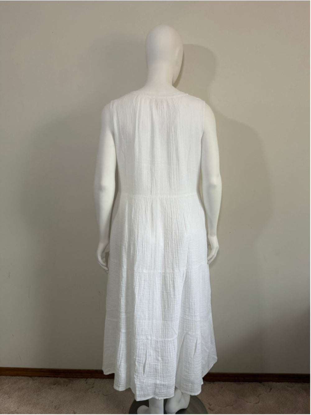 Style & Co. Size XL White Tiered 100% Cotton Button Front Maxi Dress NWT