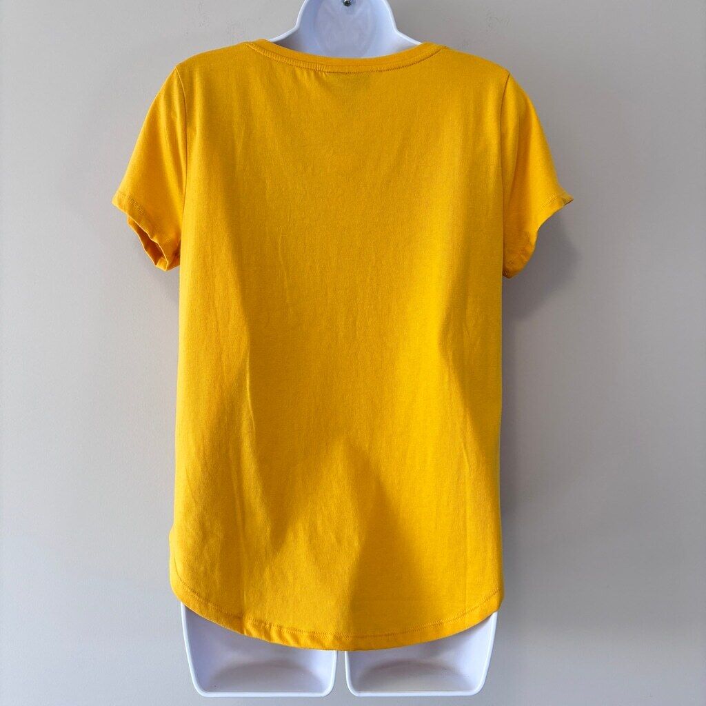 Style & Co Women's Medium Golden Yellow Perfect V-Neck Casual T-Shirt NWT
