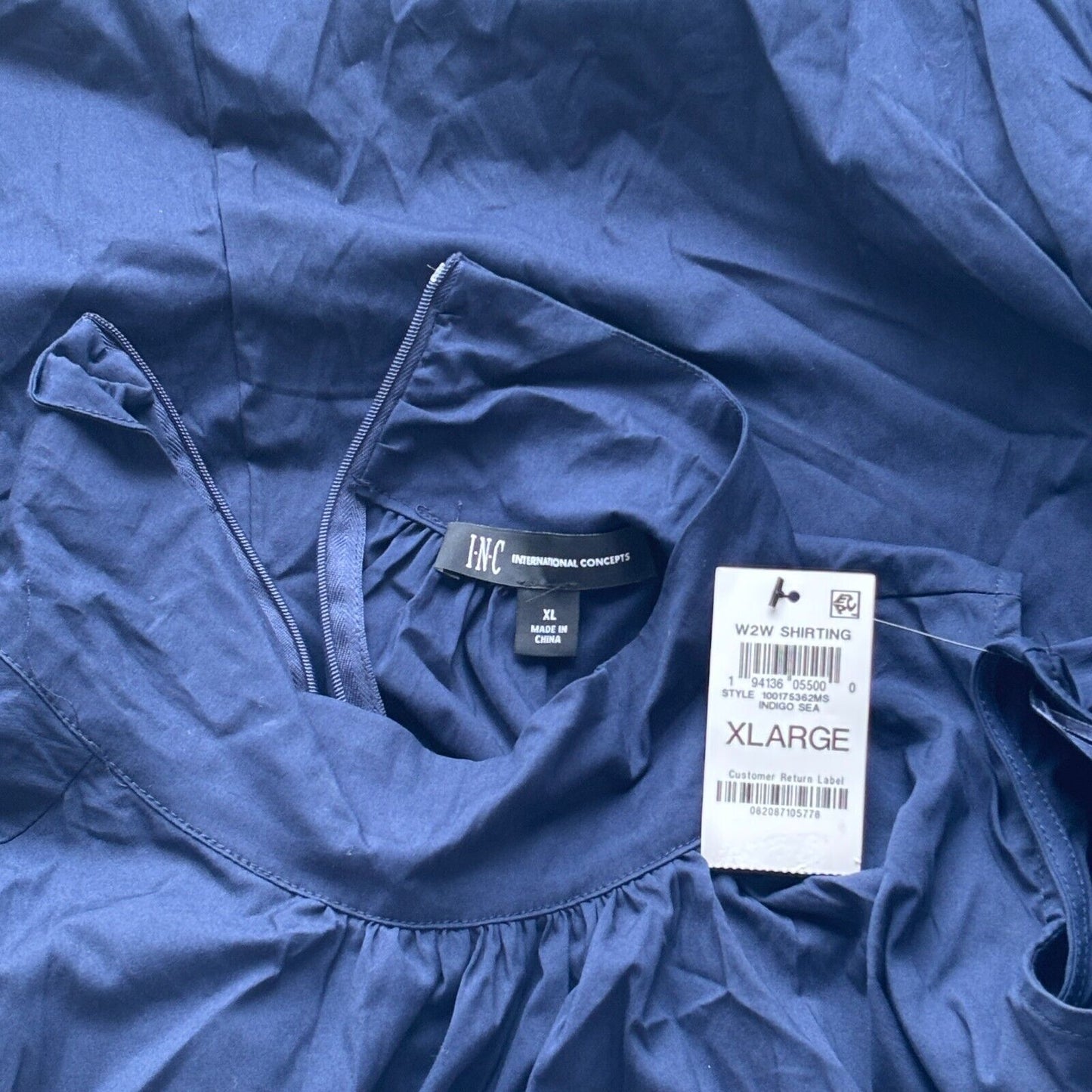 I.N.C. International Concepts Women's Navy Blue Sleeveless Mock-Neck Blouse NWT