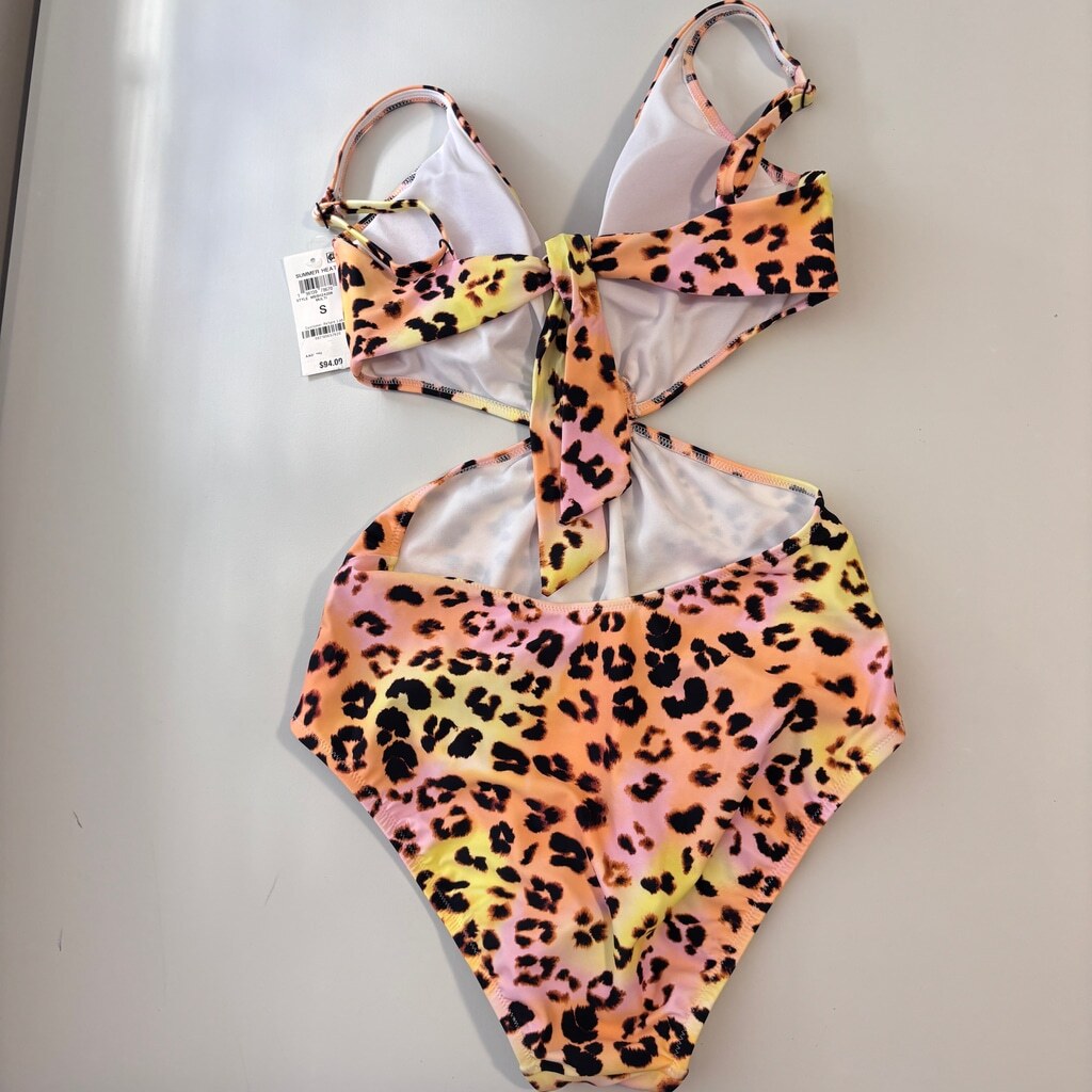 Bar III Women's Multicolor Animal-Print O-Ring Monokini Swimsuit NWT