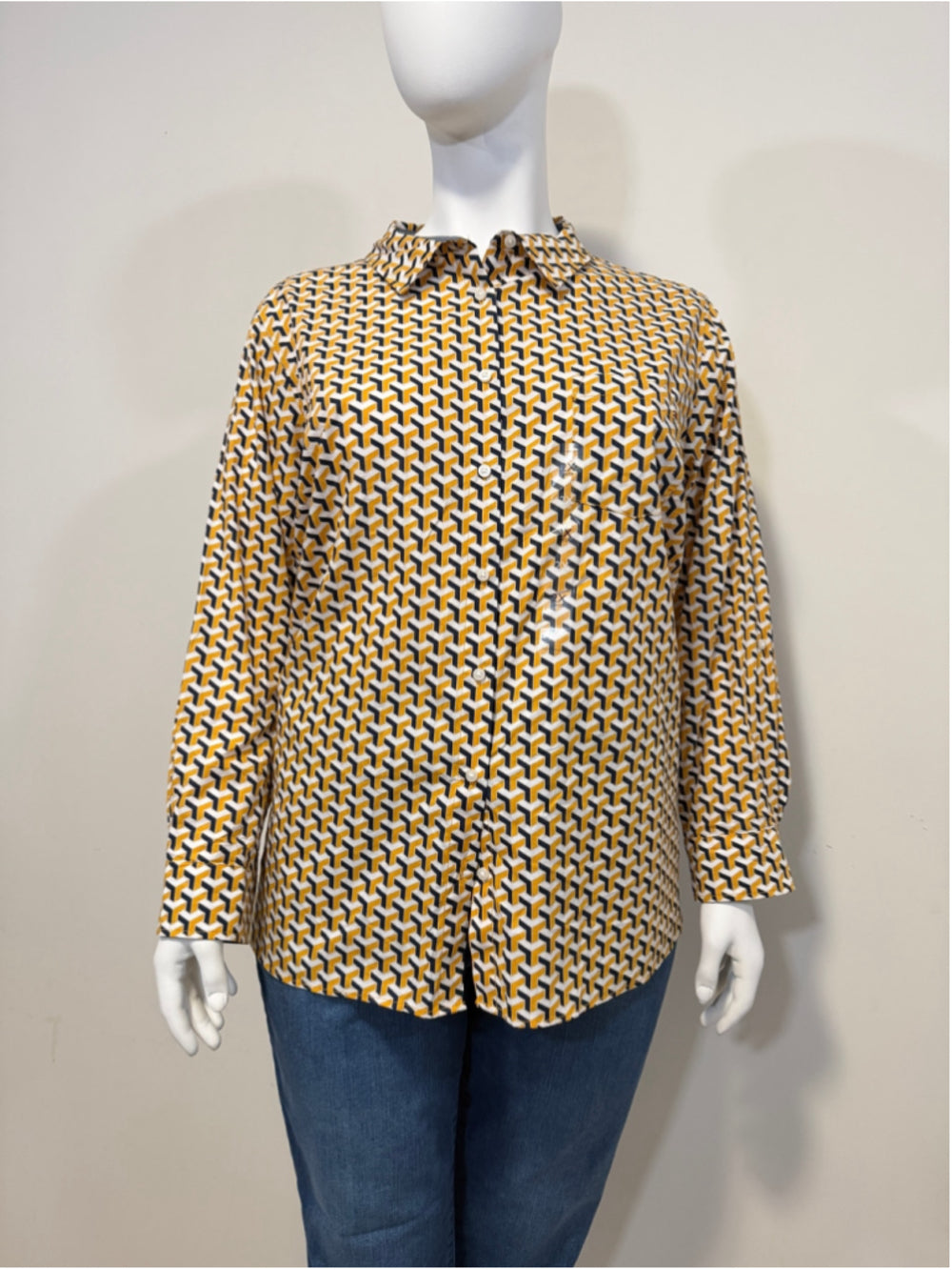 Tommy Hilfiger Plus Size 3X 100% Cotton Geometric Print Button Down Shirt NWT